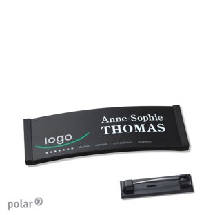 Namensschilder polar® color-complete magnet Edelstahl-Rastnadel | schwarz | 64 x 22 mm