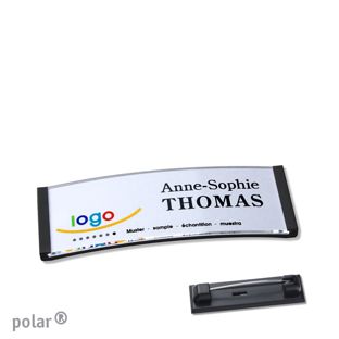 Namensschilder polar® quick-print Nadel schwarz | 64 x 22 mm