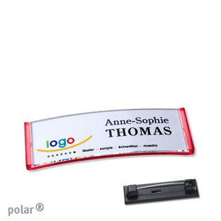 Namensschilder polar® quick-print Nadel transluzent, rot | 64 x 22 mm