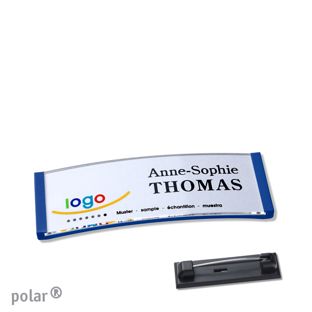 Namensschilder polar® quick-print Nadel blau | 64 x 22 mm