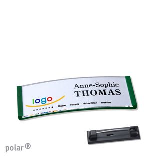 Namensschilder polar® quick-print Nadel grün | 64 x 22 mm