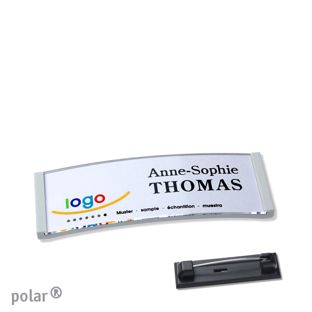 Namensschilder polar® quick-print Nadel hellgrau | 64 x 22 mm