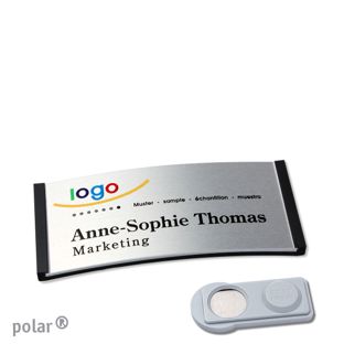 Namensschilder polar® alu-complete magnet smag® Magnet | schwarz | silber | 65 x 30 mm