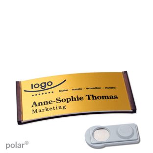 Namensschilder polar® alu-complete magnet smag® Magnet | transluzent, anthrazit | gold | 65 x 30 mm