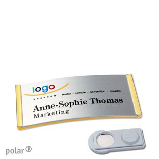 Namensschilder polar® alu-complete magnet smag® Magnet | gold | silber | 65 x 30 mm