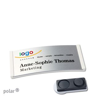 Namensschilder polar® alu-complete magnet smag® Magnet, extra stark | weiß | silber | 65 x 30 mm