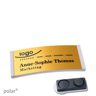 Namensschilder polar® alu-complete magnet smag® Magnet, extra stark | hellgrau | gold | 65 x 30 mm