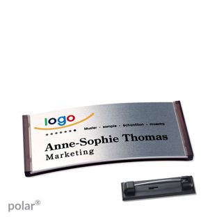 Namensschilder polar® alu-complete Nadel transluzent, anthrazit | silber | 65 x 30 mm