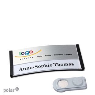 Namensschilder polar® alu-print Magnet smag® Magnet | schwarz | silber | 65 x 30 mm