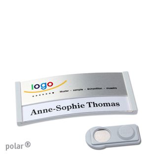 Namensschilder polar® alu-print Magnet smag® Magnet | hellgrau | silber | 65 x 30 mm