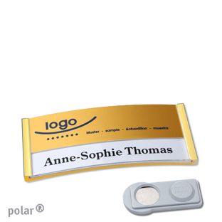 Namensschilder polar® alu-print Magnet smag® Magnet | gold | gold | 65 x 30 mm