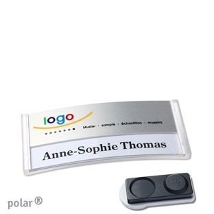 Namensschilder polar® alu-print Magnet smag® Magnet, extra stark | transparent | silber | 65 x 30 mm