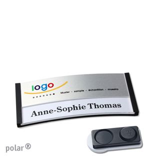 Namensschilder polar® alu-print Magnet smag® Magnet, extra stark | schwarz | silber | 65 x 30 mm