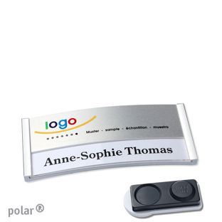Namensschilder polar® alu-print Magnet smag® Magnet, extra stark | chrom | silber | 65 x 30 mm