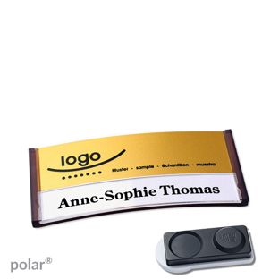 Namensschilder polar® alu-print Magnet smag® Magnet, extra stark | transluzent, anthrazit | gold | 65 x 30 mm