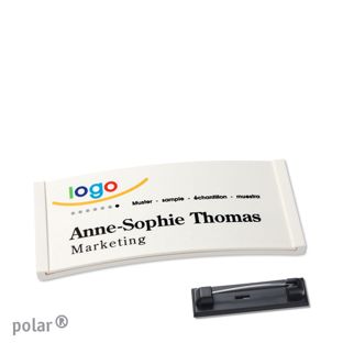 Namensschilder polar® color-complete magnet Edelstahl-Rastnadel | weiß | 65 x 30 mm