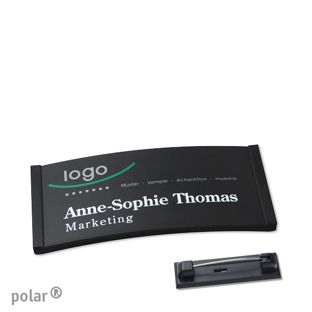Namensschilder polar® color-complete magnet Edelstahl-Rastnadel | schwarz | 65 x 30 mm