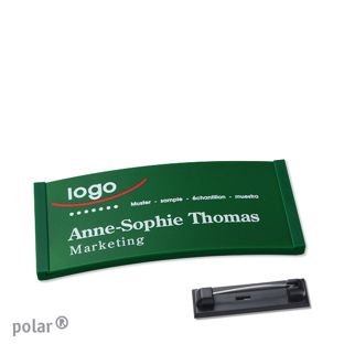 Namensschilder polar® color-complete magnet Edelstahl-Rastnadel | grün | 65 x 30 mm