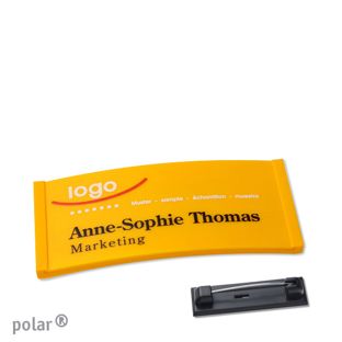 Namensschilder polar® color-complete magnet Edelstahl-Rastnadel | gelb | 65 x 30 mm