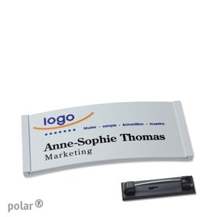 Namensschilder polar® color-complete magnet Edelstahl-Rastnadel | hellgrau | 65 x 30 mm