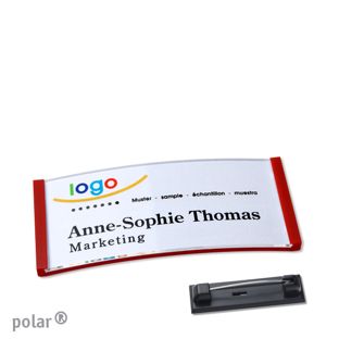 Namensschilder polar® quick-print Nadel rot | 65 x 30 mm