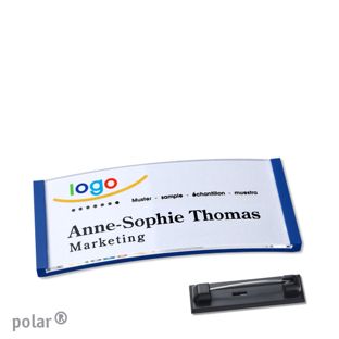 Namensschilder polar® quick-print Nadel blau | 65 x 30 mm