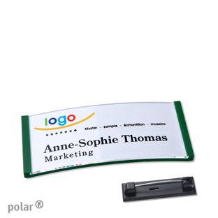 Namensschilder polar® quick-print Nadel grün | 65 x 30 mm