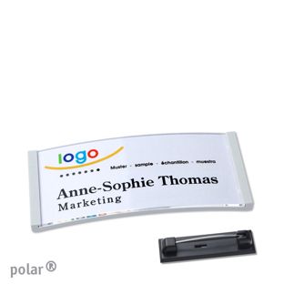 Namensschilder polar® quick-print Nadel hellgrau | 65 x 30 mm