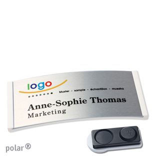 Namensschilder polar® alu-complete magnet smag® Magnet, extra stark | weiß | silber | 74 x 34 mm