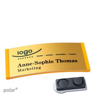 Namensschilder polar® alu-complete magnet smag® Magnet, extra stark | gelb | gold | 74 x 34 mm