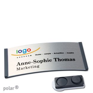 Namensschilder polar® alu-complete magnet smag® Magnet, extra stark | anthrazit | silber | 74 x 34 mm