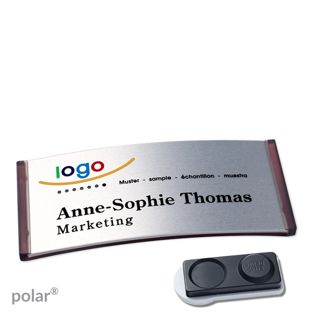 Namensschilder polar® alu-complete magnet smag® Magnet, extra stark | transluzent, anthrazit | silber | 74 x 34 mm