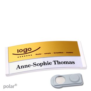 Namensschilder polar® alu-print Magnet smag® Magnet | weiß | gold | 74 x 34 mm