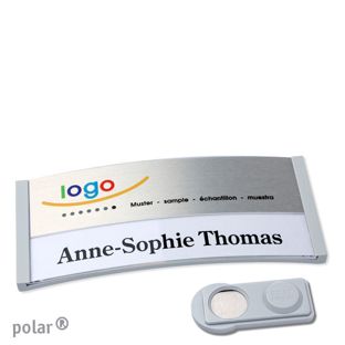 Namensschilder polar® alu-print Magnet smag® Magnet | hellgrau | silber | 74 x 34 mm
