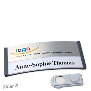 Namensschilder polar® alu-print Magnet smag® Magnet | anthrazit | silber | 74 x 34 mm