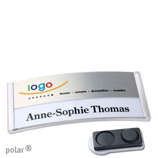 Namensschilder polar® alu-print Magnet smag® Magnet, extra stark | transparent | silber | 74 x 34 mm