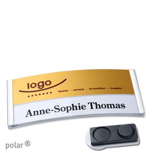 Namensschilder polar® alu-print Magnet smag® Magnet, extra stark | chrom | gold | 74 x 34 mm