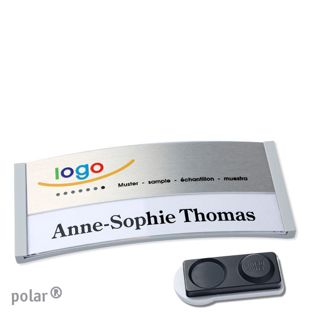 Namensschilder polar® alu-print Magnet smag® Magnet, extra stark | hellgrau | silber | 74 x 34 mm
