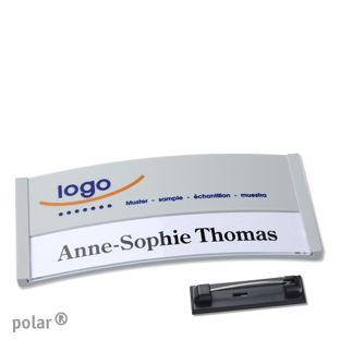 Namensschilder polar® color-print Nadel hellgrau | 74 x 34 mm