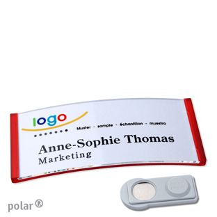 Namensschilder polar® quick-print Magnet smag® Magnet | transluzent, rot | 74 x 34 mm