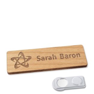 Namensschild aus Holz, timberline® "complete-engraved" 76,3 x 25,5 mm | smag® Magnet