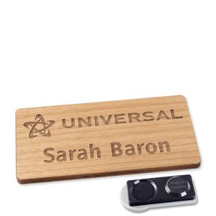 Namensschild aus Holz, timberline® "complete-engraved" 76,3 x 38 mm  | smag® Magnet, extra stark 