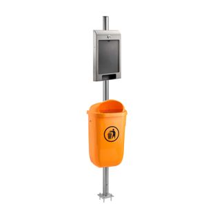 Hundetoilette mit Beutelspender, Outdoor, Mülleimer in orange, mit A4-Infofach 
