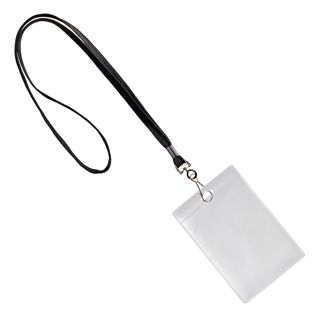 Ausweishülle mit Band  schwarz  | A7  | Hochformat 