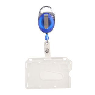 Kartenhalter mit Jojo mit Daumenaussparung, matt | blau, transparent