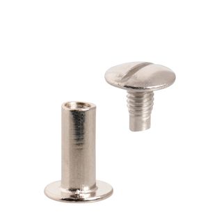 Buchschrauben, vernickelt 14 mm | Hülse glatt, Schraube geschlitzt 