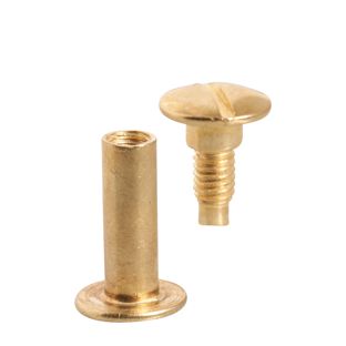 Buchschrauben, Messing 17 mm | Hülse glatt, Schraube geschlitzt 