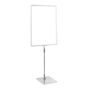 Plakatrahmen mit Standfuß und Halterung (Set) A3 transparent  | Standfläche: grau  | Aluminiumstange verstellbar von 350 - 550 mm 