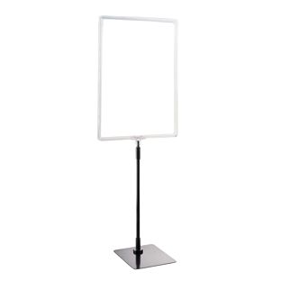 Plakatrahmen mit Standfuß und Halterung (Set) A3 transparent  | Standfläche: schwarz  | Aluminiumstange verstellbar von 350 - 550 mm 