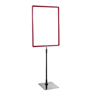 Plakatrahmen mit Standfuß und Halterung (Set) A3 rot  | Standfläche: schwarz  | Aluminiumstange verstellbar von 350 - 550 mm 